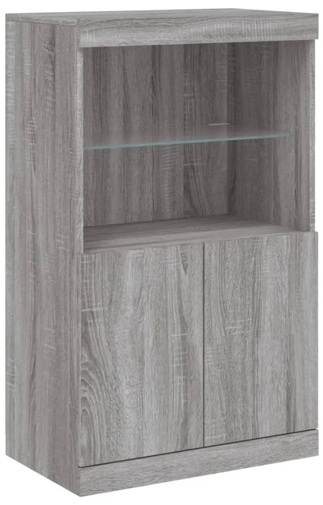 Aparador com luzes LED 60,5x37x100 cm cinzento sonoma