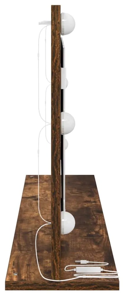 Espelho de Maquilhagem com Luzes LED Carvalho Fumado 100x45x18 cm