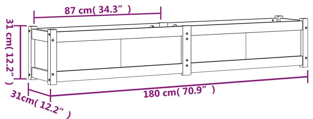 Vasos/floreiras de jardim 2 pcs madeira de pinho maciça branco
