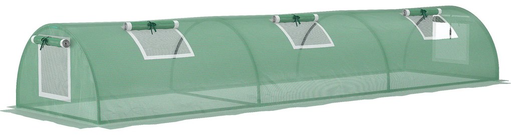 Outsunny Estufa de Jardim Túnel 5 Janelas Enroláveis Lona PP 140 g / ㎡ Estrutura Metálica Epóxi 300x80x45 cm Verde | Aosom Portugal