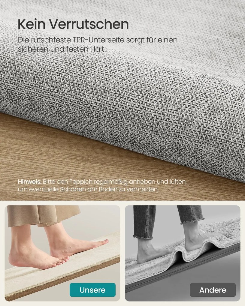 Tapete para sala de estar antiderrapante 120 x 170 cm bege cappuccino