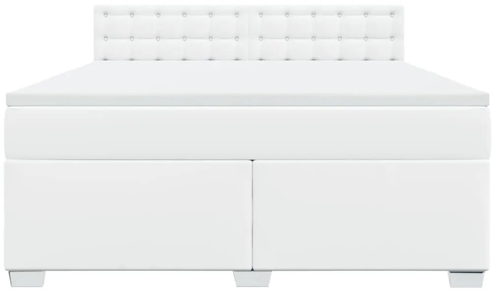 Cama com molas/colchão 180x200 cm couro artificial branco