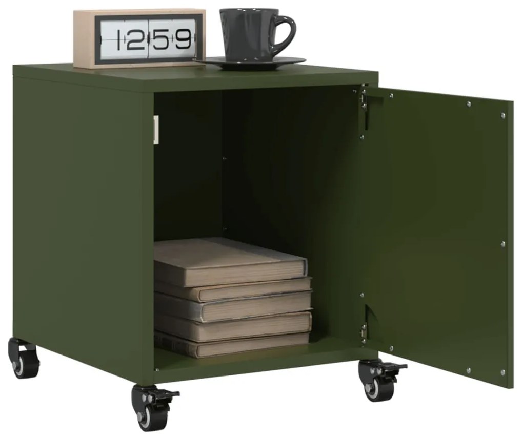 Mesa de cabeceira 36x39x43,5 cm aço verde-azeitona