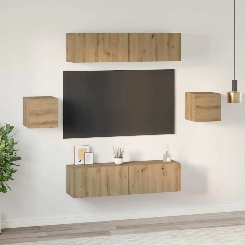 Conjunto de móvel de TV 6 pcs carvalho artisiano