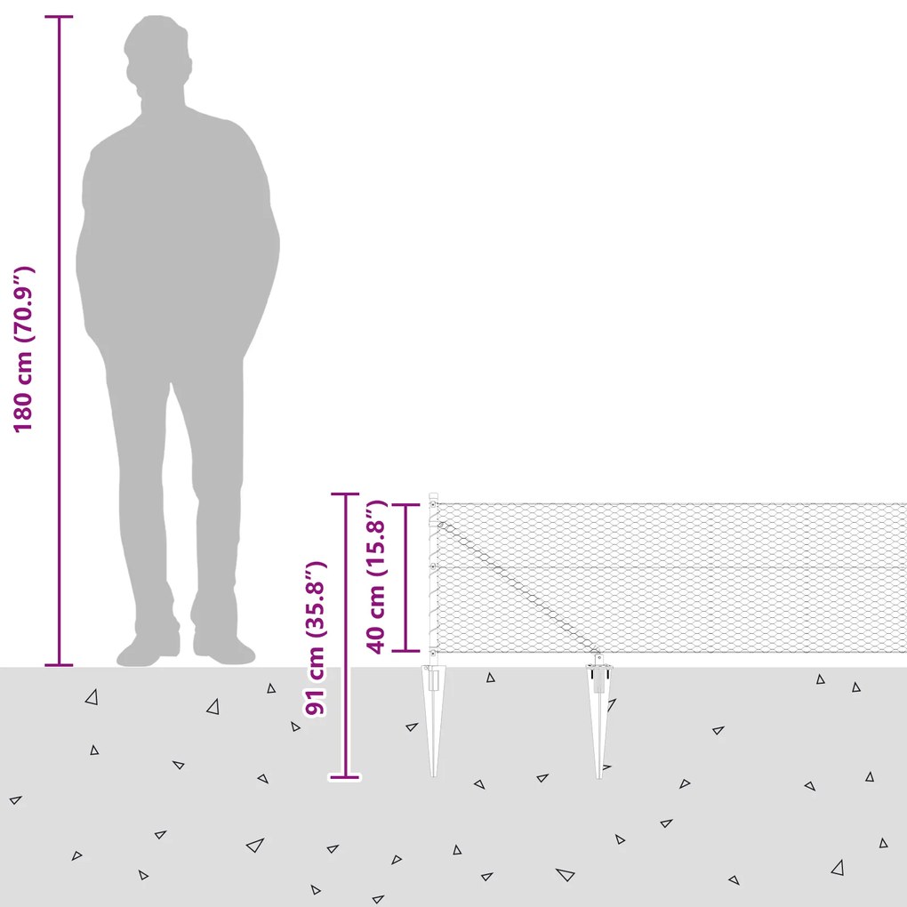 Cerca Hexagonal vidaXL Cinza 0,4x100 m Aço