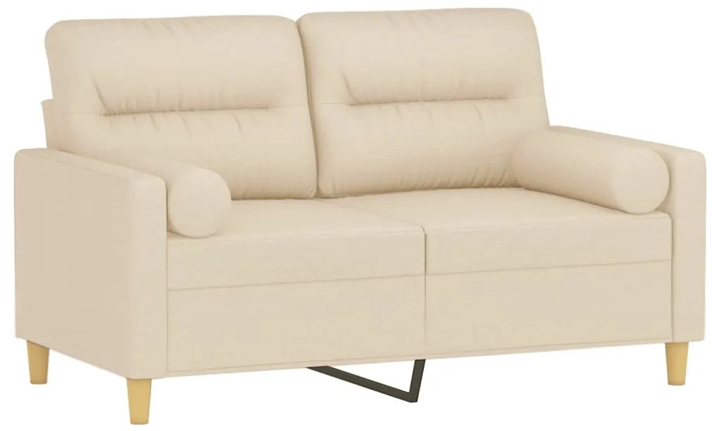 Sofá 2 lugares + almofadas decorativas 120 cm tecido cor creme