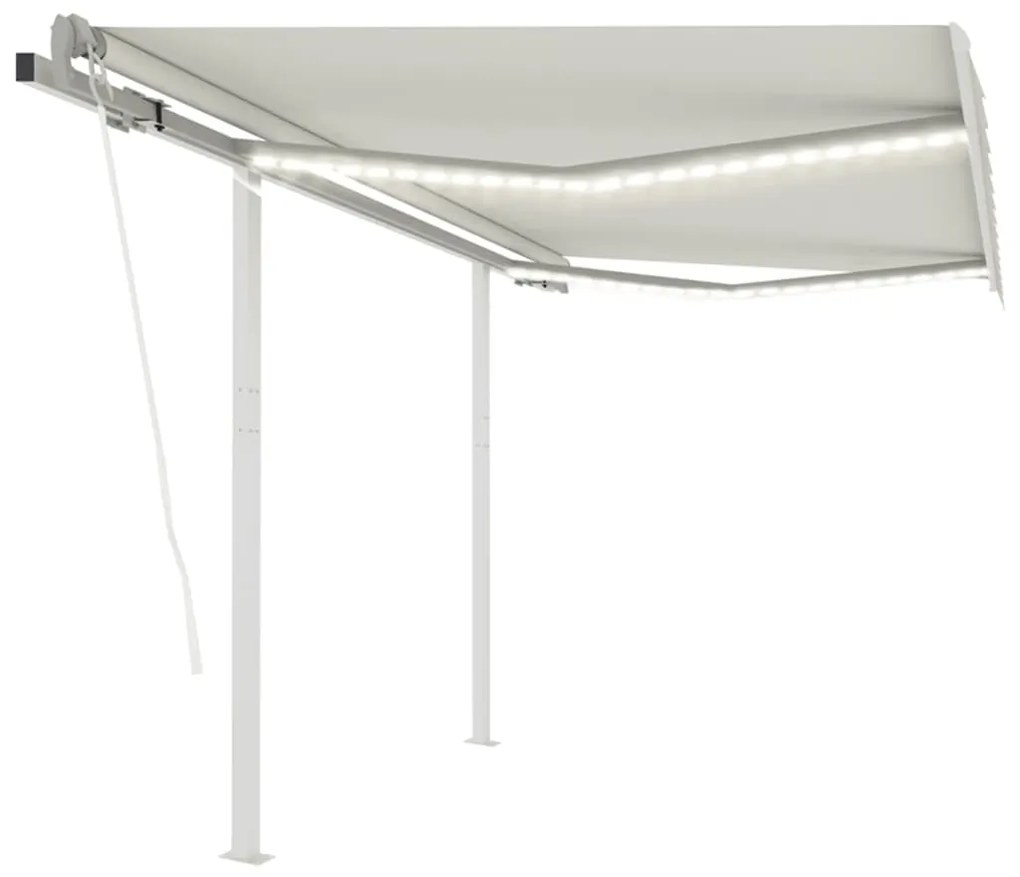 vidaXL Toldo automático LED e sensor de vento 3,5x2,5 m cor creme