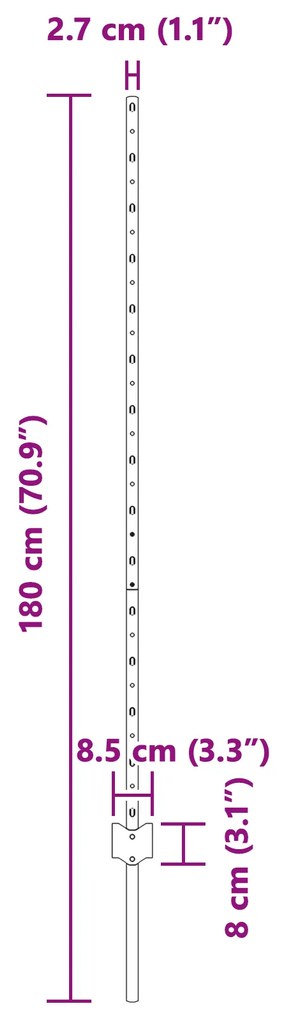 Postes de Cerca 44 pcs U-Channel Prateado 180 cm Aço