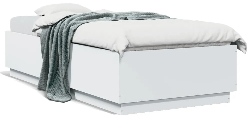 Estrutura cama c/ luzes LED 90x200 cm derivados madeira branco