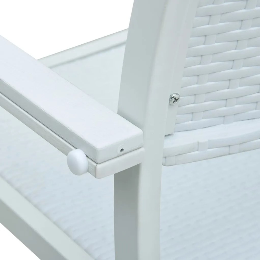 Cadeiras jardim 4 pcs plástico branco aspeto vime