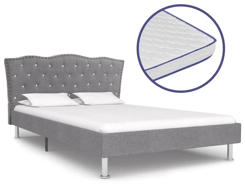 vidaXL Cama c/ colchão espuma memória 140x200cm tecido cinzento-claro
