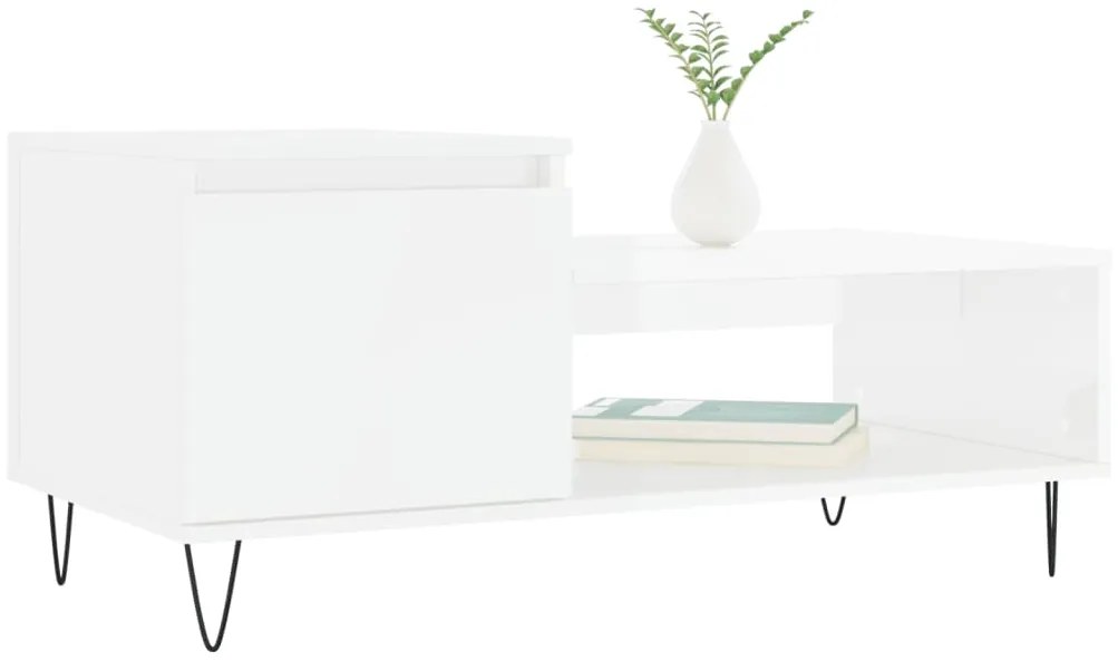 Mesa de centro 100x50x45 cm derivados madeira branco brilhante