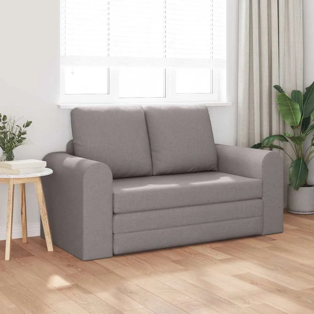 Sofá Cama de Chão 2-em-1 Taupe 148x71x83 cm Tecido