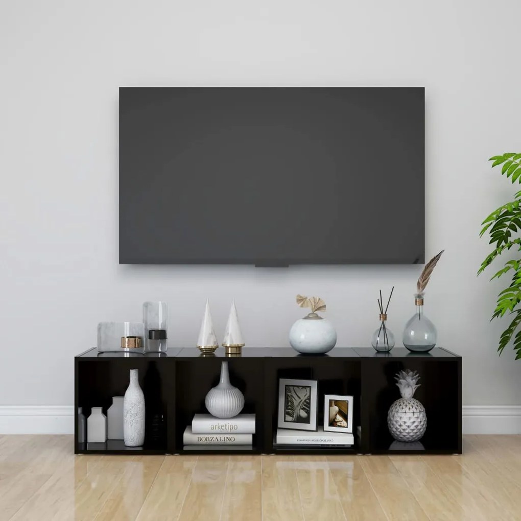 vidaXL Móveis de TV 4 pcs 37x35x37 cm derivados de madeira preto