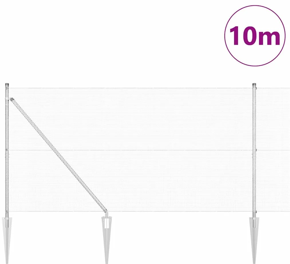 Cerca de Arame Soldado com 7 Postes de Espinho 10 x 1,4 m Aço Galvaniz