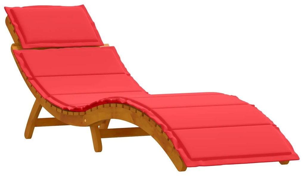 Espreguiçadeiras vidaXL com almofadas 2 pcs Vermelho Madeira de Acácia