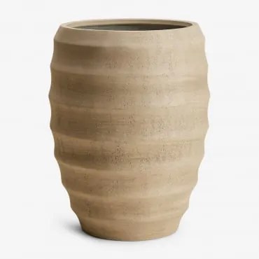 Vaso De Flores Exterior Em Cimento Gabe Castanho Areia & Ø30 Cm - ↑45 Cm - Sklum