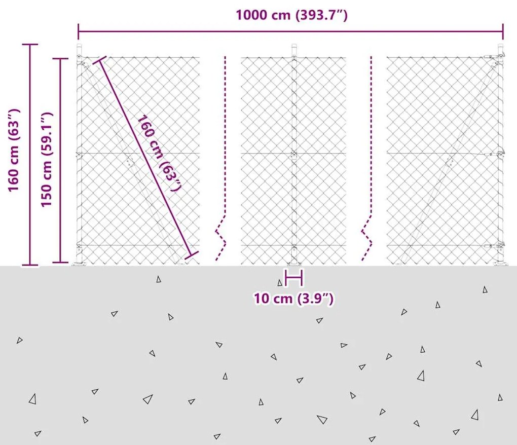 Conjunto de Postes de Cerca Prateado 10 x 1.5 m Aço Galvanizado
