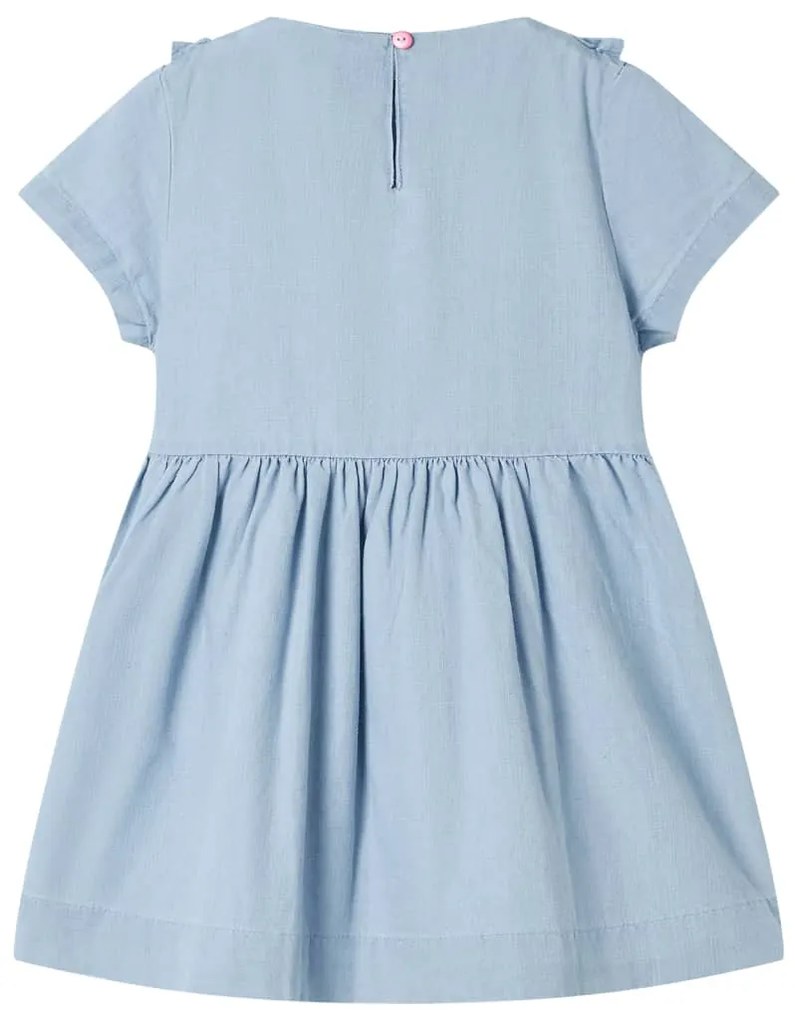 Vestido de criança com folhos azul-suave 140