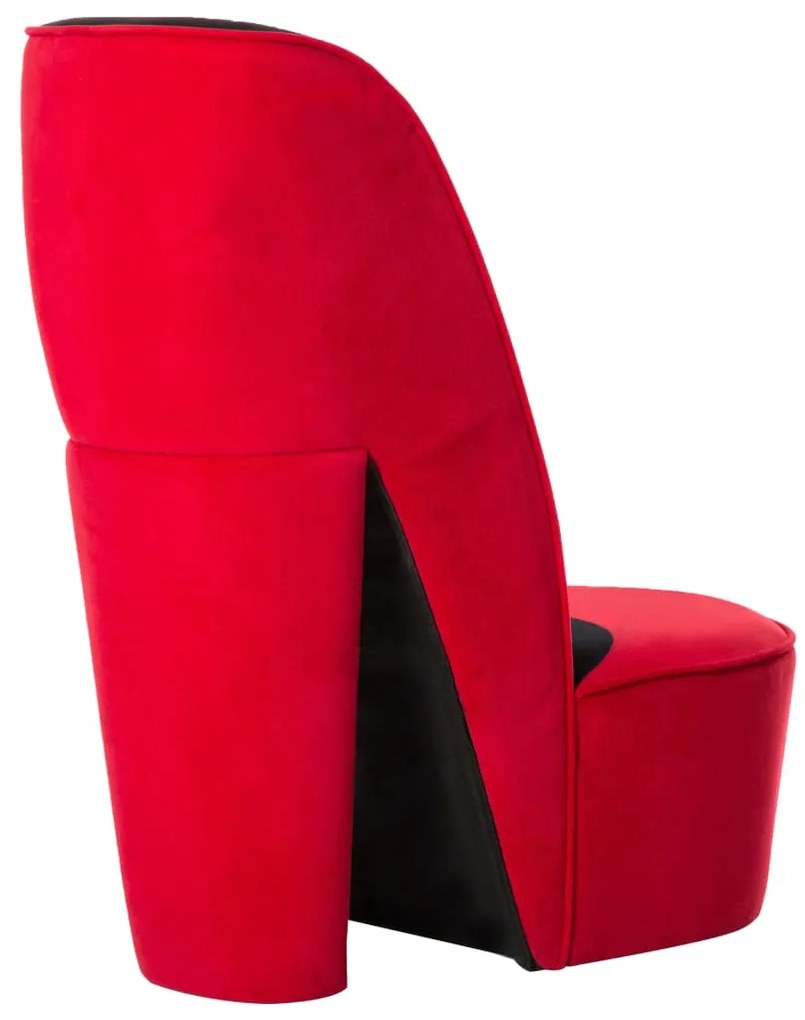 Cadeira estilo sapato de salto alto veludo vermelho