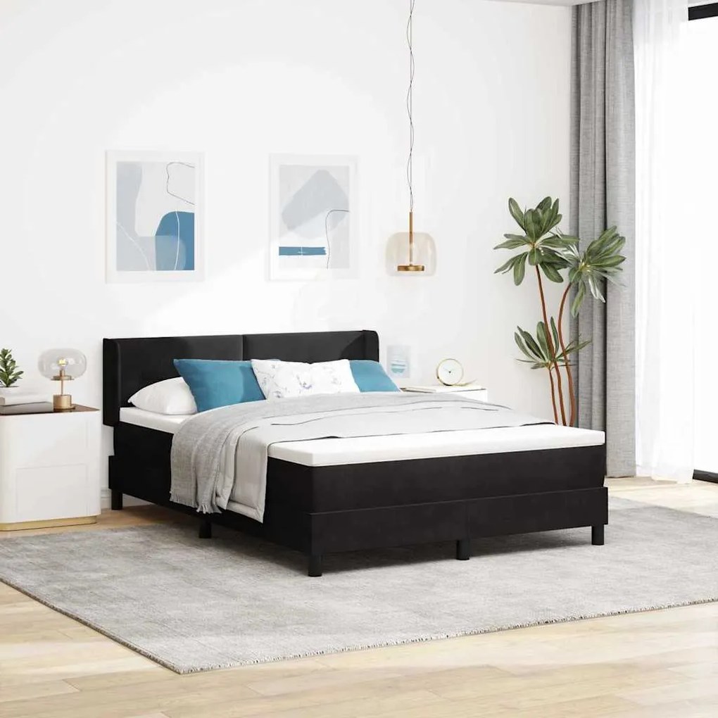Cama Box Spring com Colchão vidaXL Preta 140x190 cm em Veludo