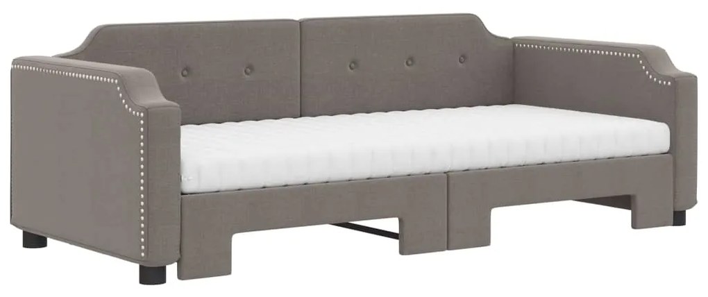 Sofá-cama c/ gavetão/colchões 80x200cm tecido cinza-acastanhado