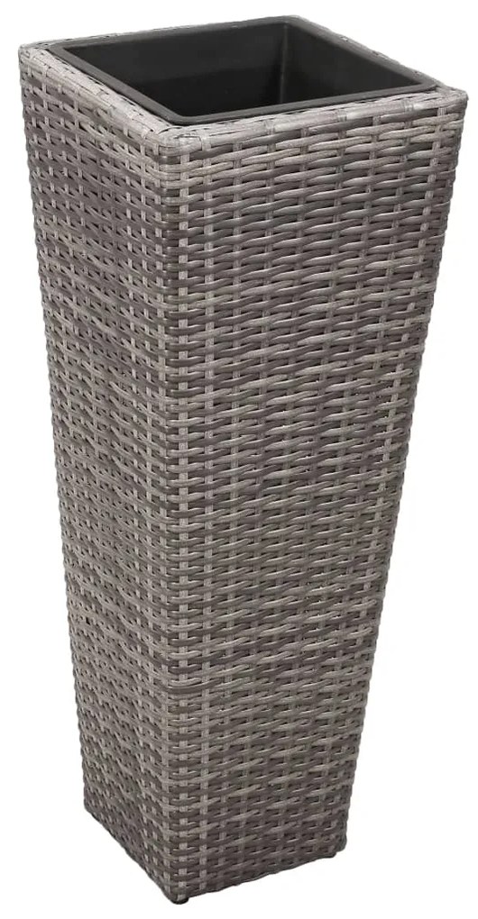 Vasos/floreiras de jardim elevados 3 pcs vime PE cinzento