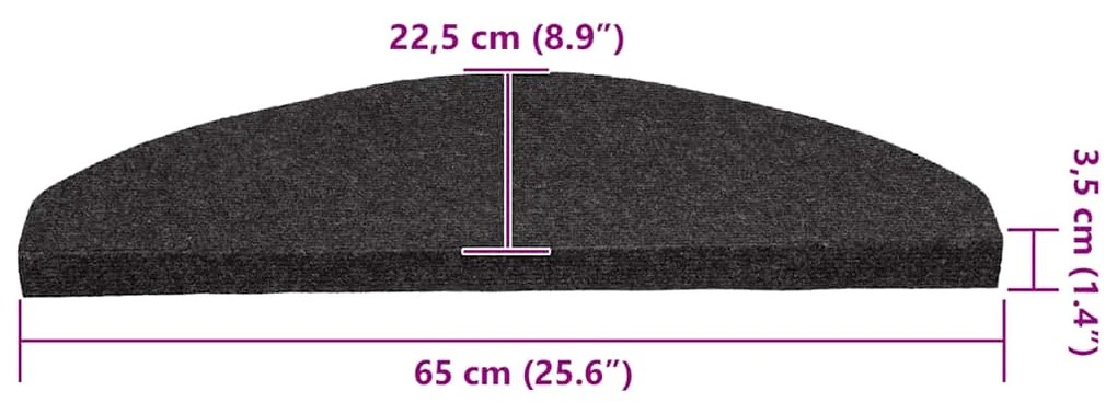 Tapetes de escada adesivos 30 pcs 65x22,5x3,5 cm preto