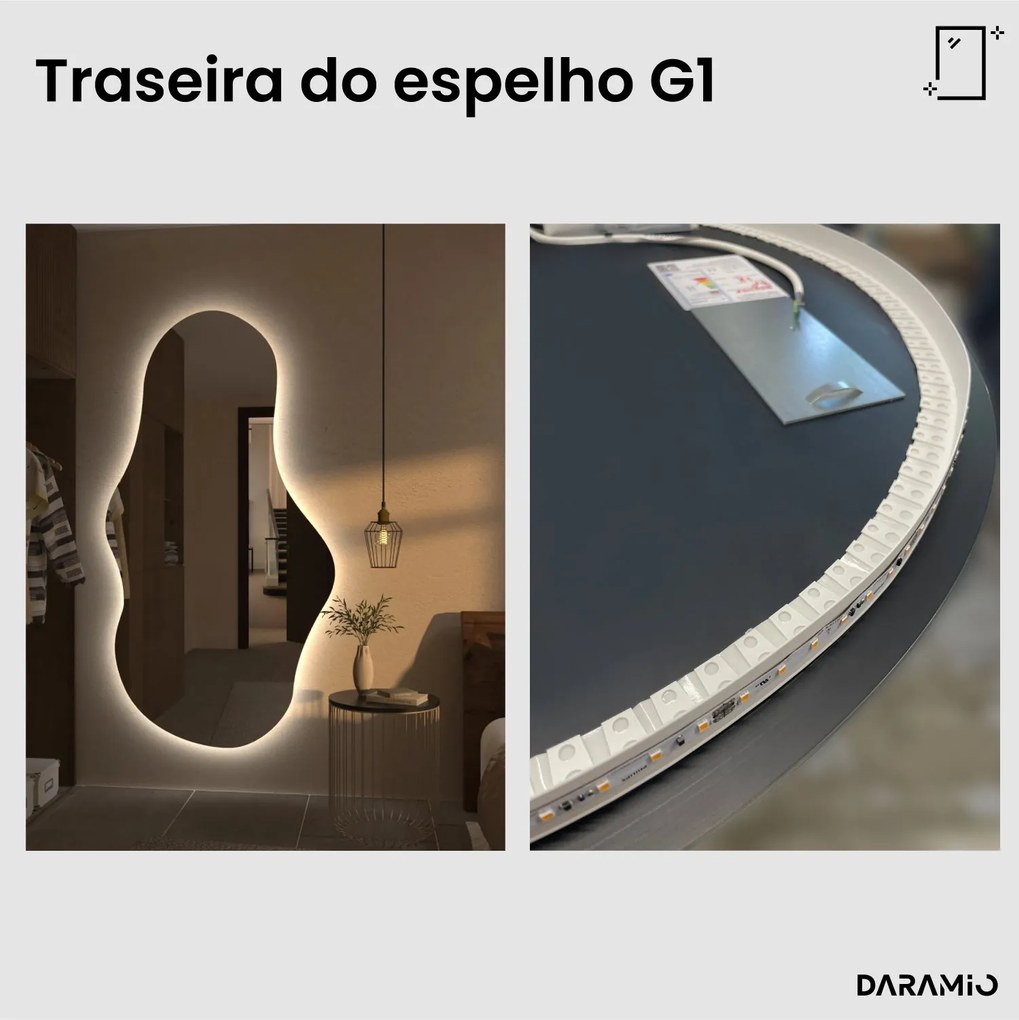 Espelho ondulado com luz G1