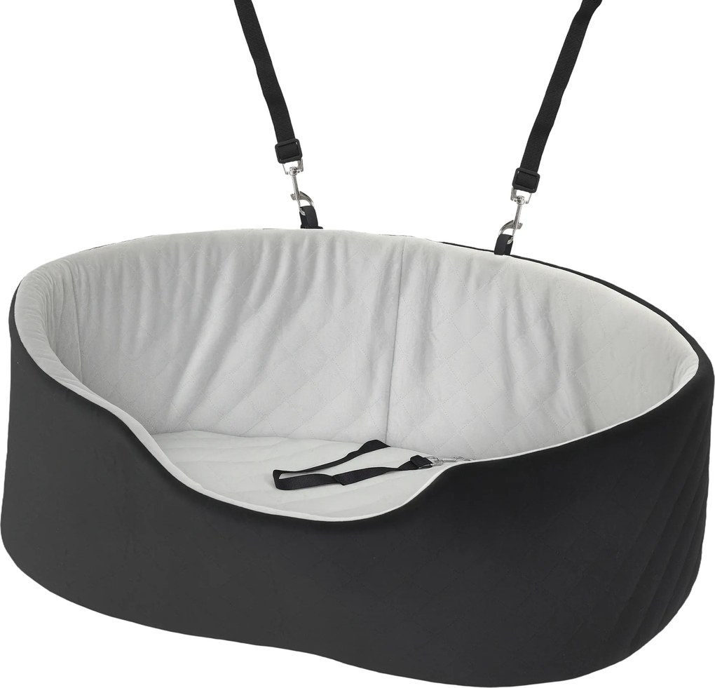 Assento de carro para cães com cinto de segurança e fixação; assento de carro acolchoado para cães, 77 x 43 x 28 cm, preto