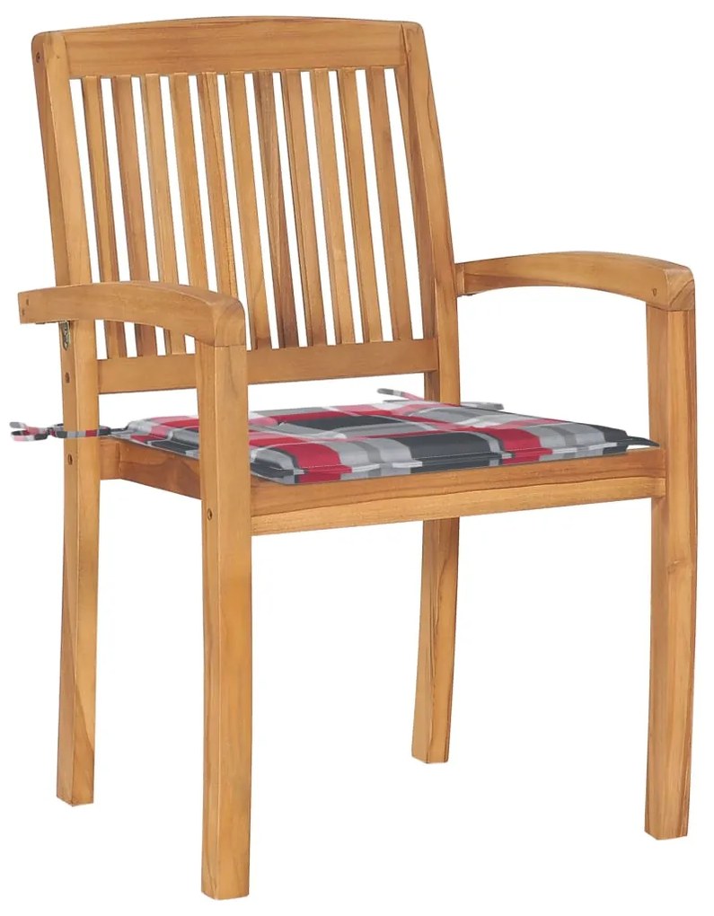 Cadeiras de jardim empiháveis c/ almofadões 4 pcs teca maciça