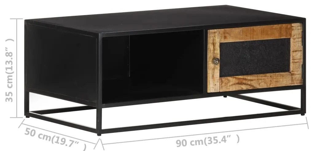Mesa de centro 90x50x35 cm madeira de mangueira áspera