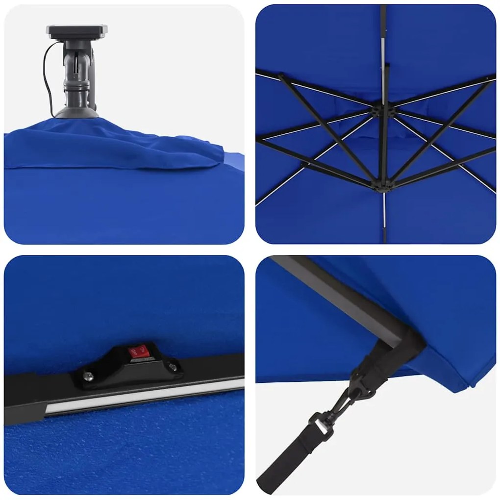 Guarda-sol de Bananeira Cantilever Azul 249 x 249 x 250 cm