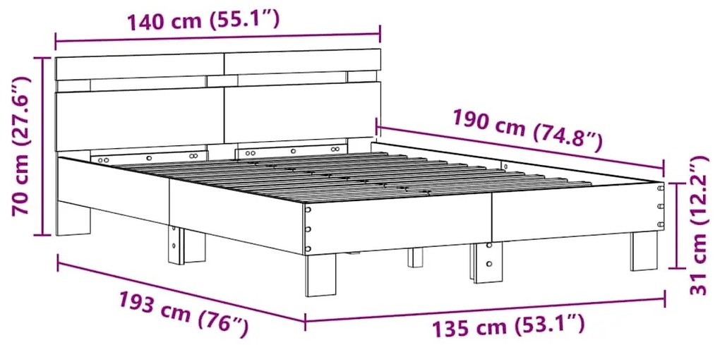 Estrutura de Cama de Carvalho Carvalho Artesanal