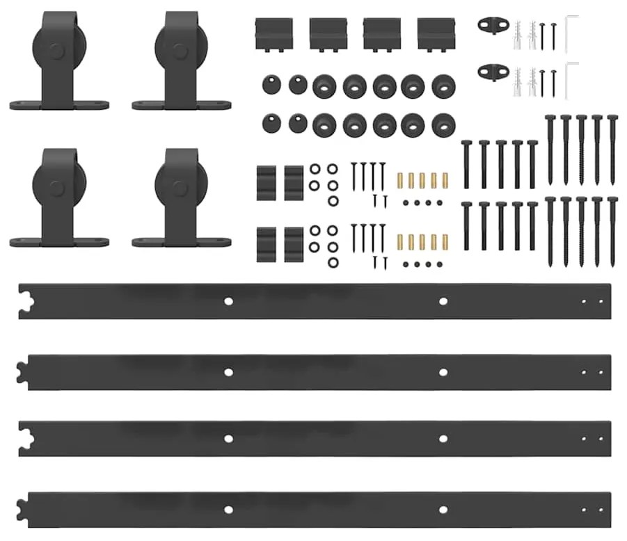 Kit de ferragens para porta deslizante 213,5 cm aço preto