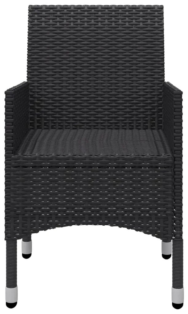 3 pcs conjunto de jantar para jardim preto