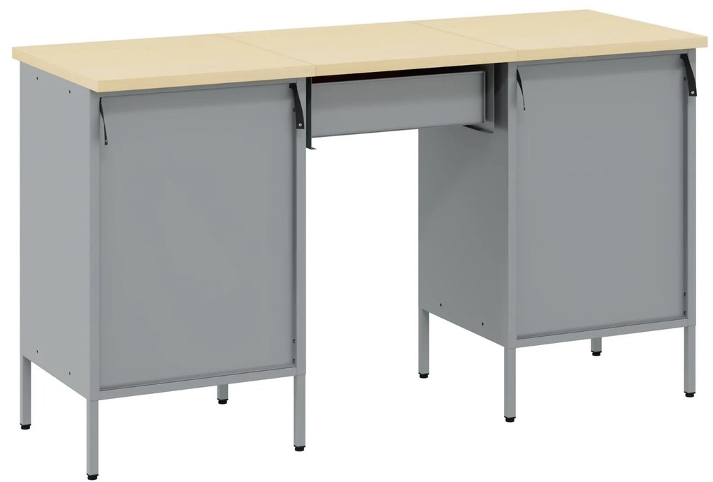 Conjunto de Armário e Mesa de Trabalho VidaXL com 3 Peças em Madeira C
