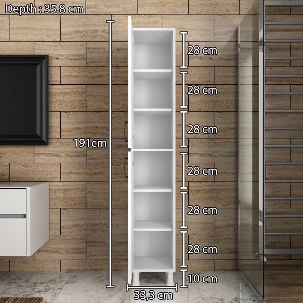 Armário Multiusos M1 – Branco – 33,3 cm x 191 cm x 35,8 cm