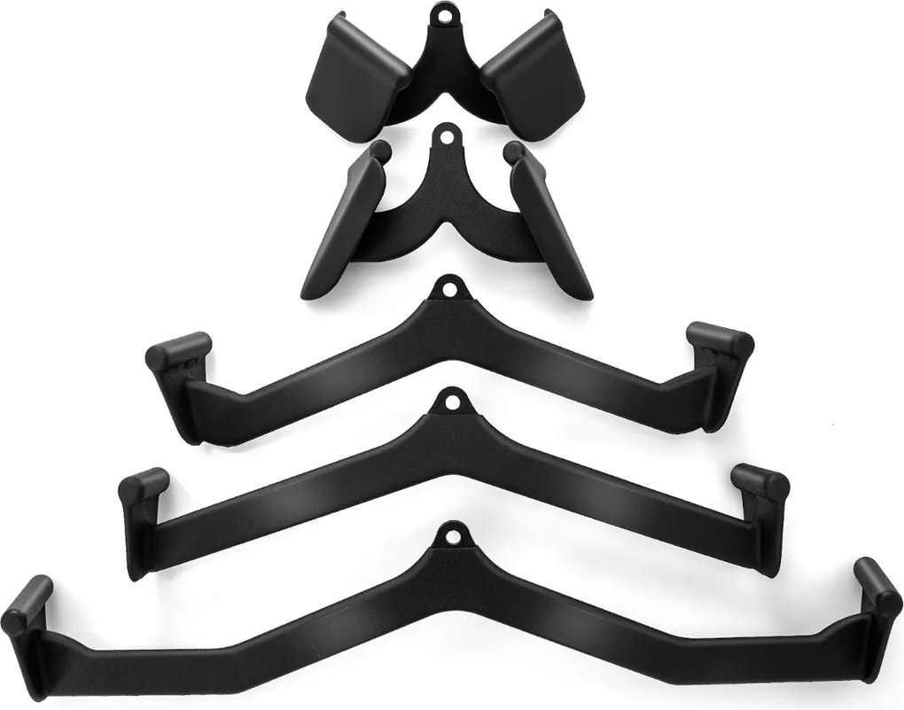 Conjunto de acessórios de 5 peças para a barra em V da poli do cabo de tração LAT para treino de força das costas no ginásio Preto