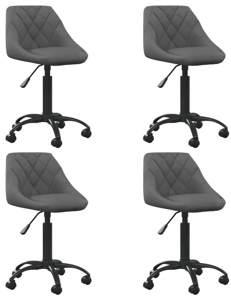 vidaXL Cadeiras de jantar giratórias 4 pcs veludo cinzento-escuro