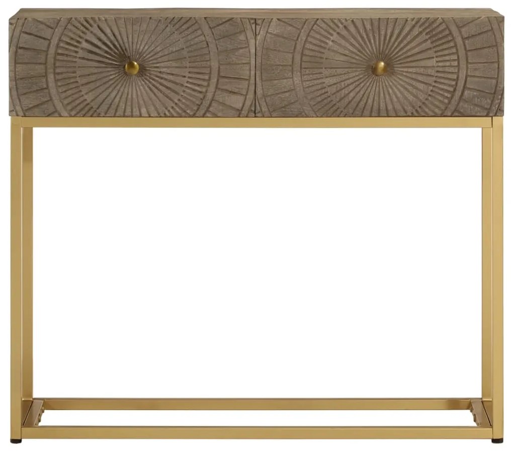 Mesa consola 90x30x76 cm madeira de mangueira maciça e ferro
