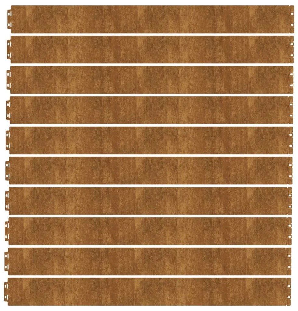 Bordas de relvado 10 pcs 10x103 cm aço corten flexível