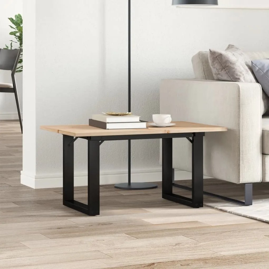 Mesa de centro estrutura em O 80x50x40 cm pinho e aço