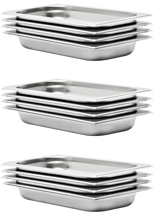 50893 vidaXL Recipientes gastronorm 12 pcs GN 1/3 40 mm aço inoxidável