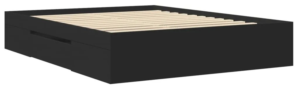 Estrutura de cama 150x200 cm derivados de madeira preto