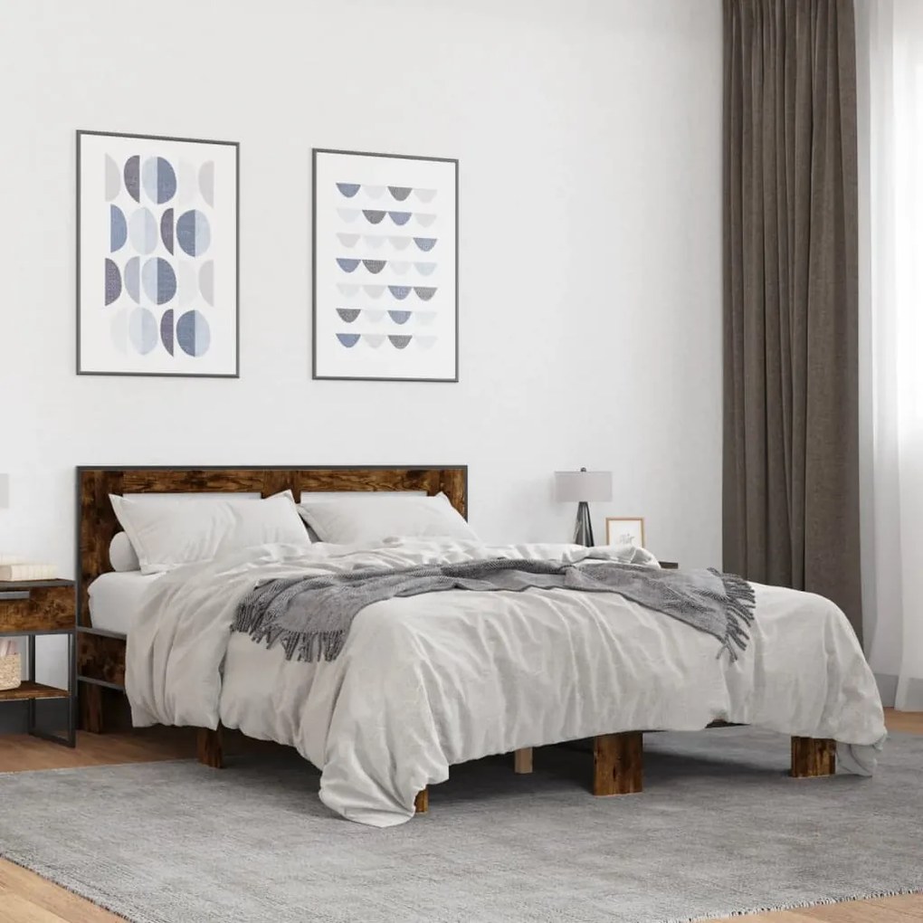 vidaXL Estrutura de cama 140x200 cm derivados madeira/metal