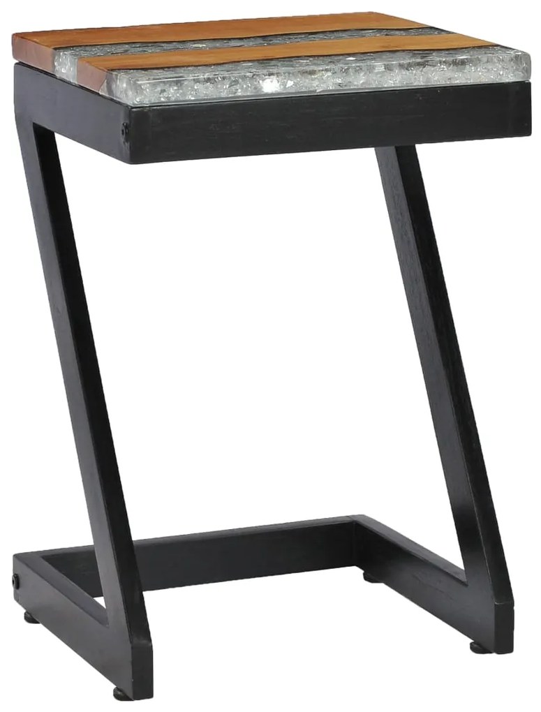 Mesa de centro 30x30x50 cm madeira de teca maciça e poliresina