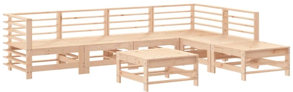 7 pcs conjunto lounge jardim c/ almofadões madeira maciça