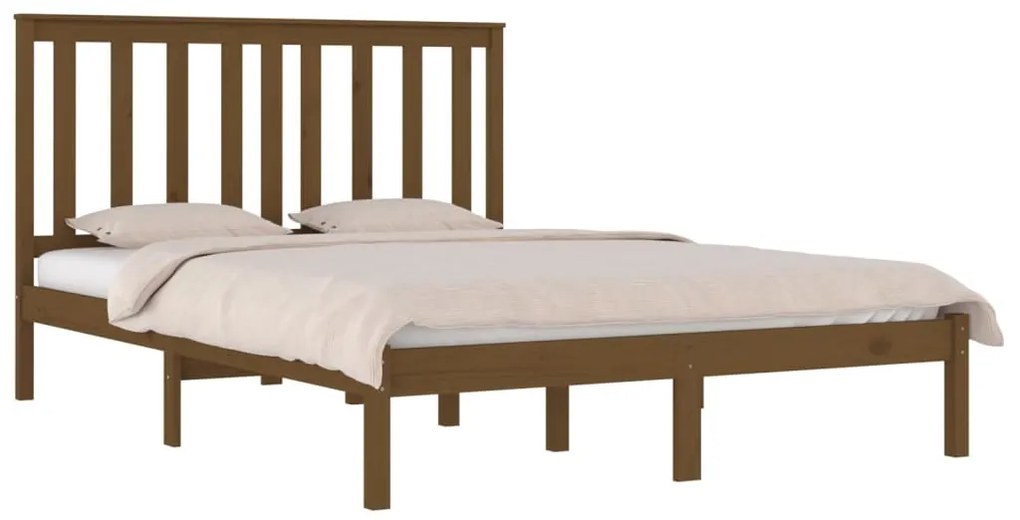 Estrutura de cama 200x200 cm pinho maciço castanho mel