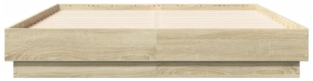Estrutura de cama com luzes LED 140x190 cm carvalho sonoma